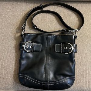 Coach leather messenger crossbody bag
